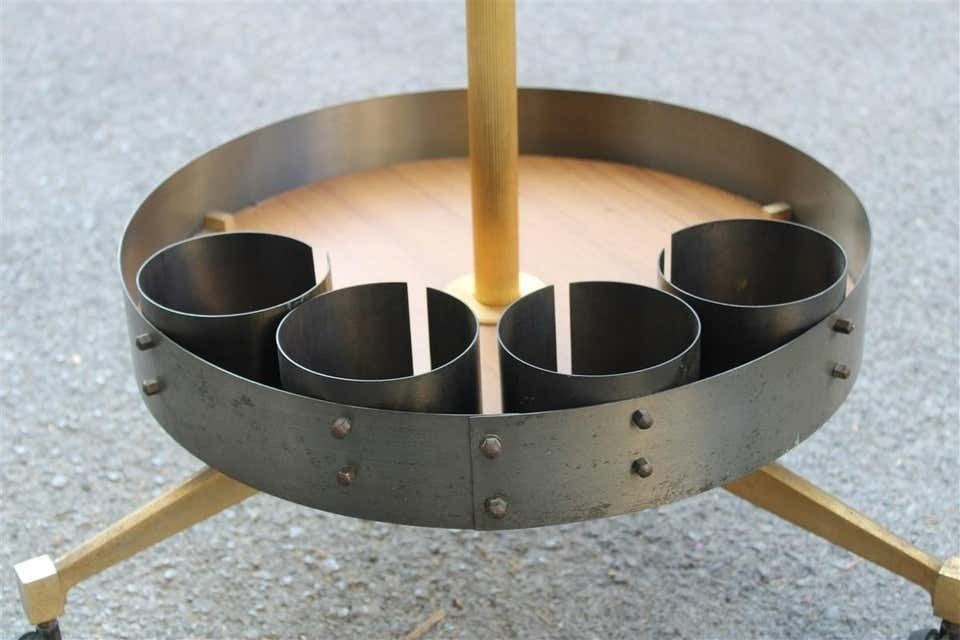 Round Bar Trolley In Brass Curved Steel Italian Midcentury Design photo furniture