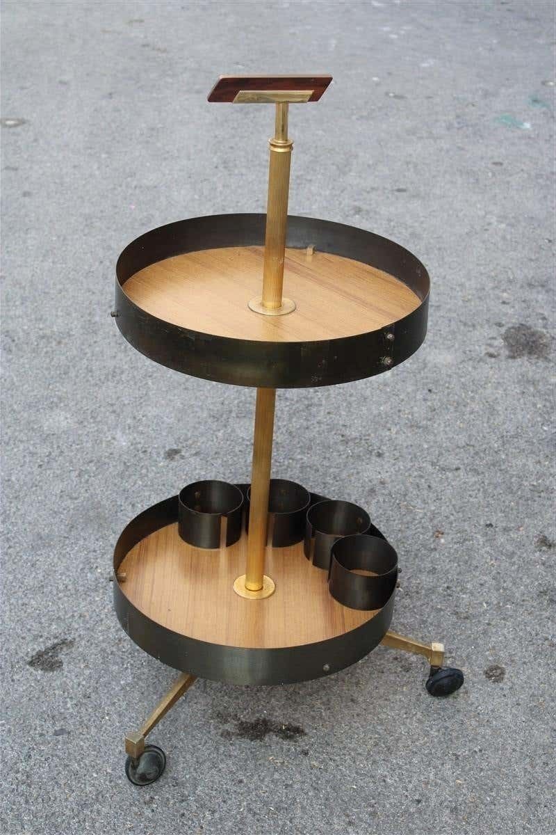 Round Bar Trolley In Brass Curved Steel Italian Midcentury Design photo Furniture