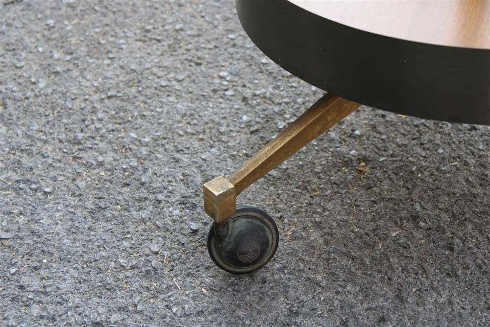 photo vinterior Round Bar Trolley In Brass Curved Steel Italian Midcentury Design