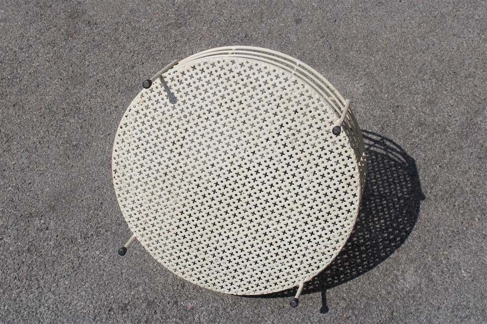 Portable Bar In Perforated White Curved Metal French Design Midcentury, 1950s photo furniture