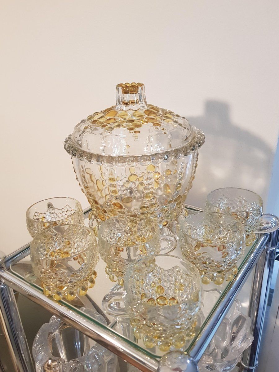 Bohemian Crystal Glass Bowl Set, 1970s, Set Of 7 photo for sale