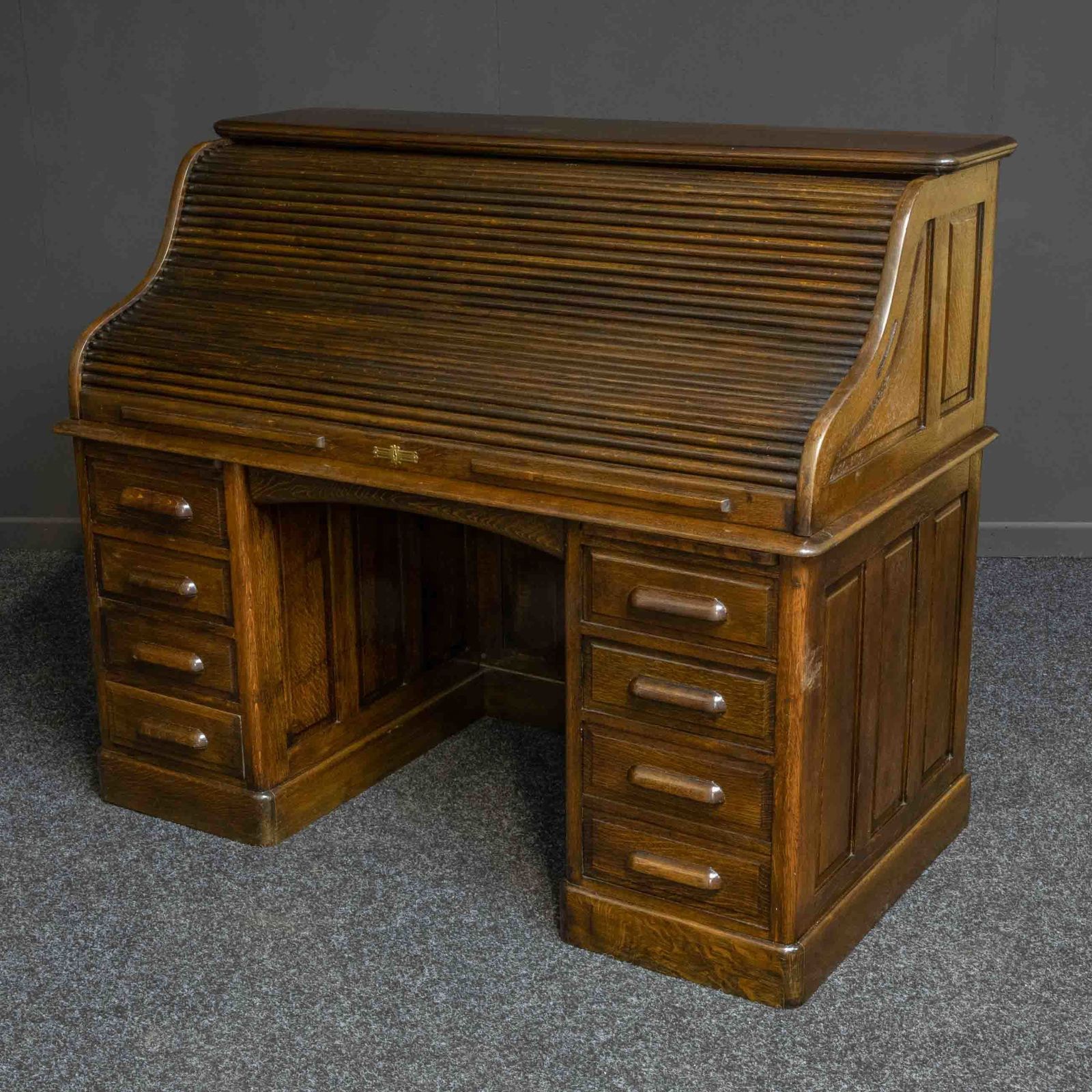 Edwardian Oak Roll Top Desk photo furniture