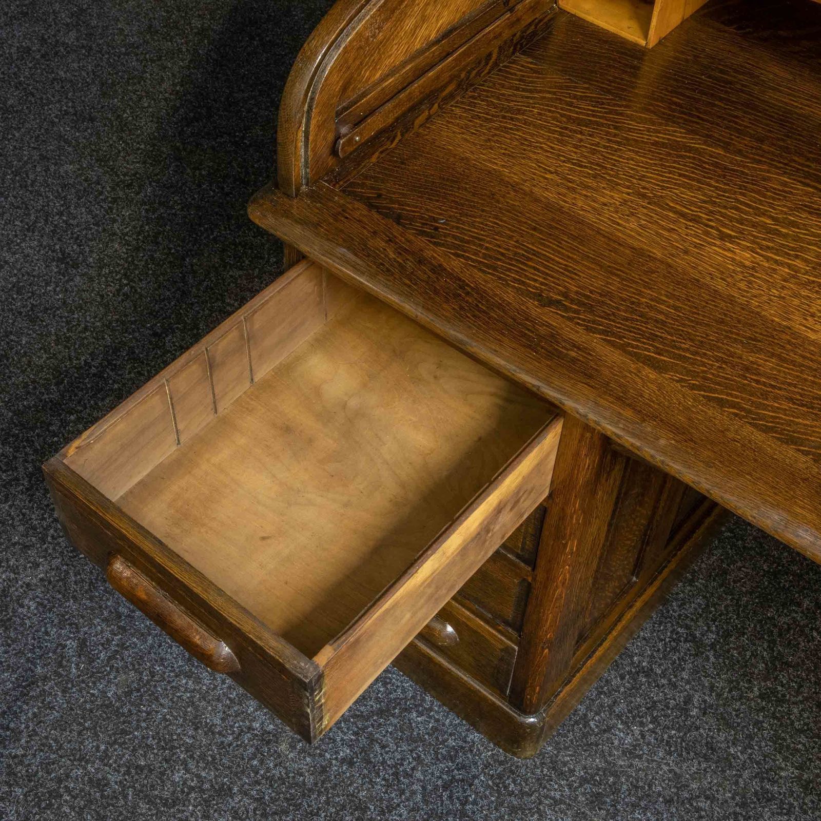 Edwardian Oak Roll Top Desk photo vintage