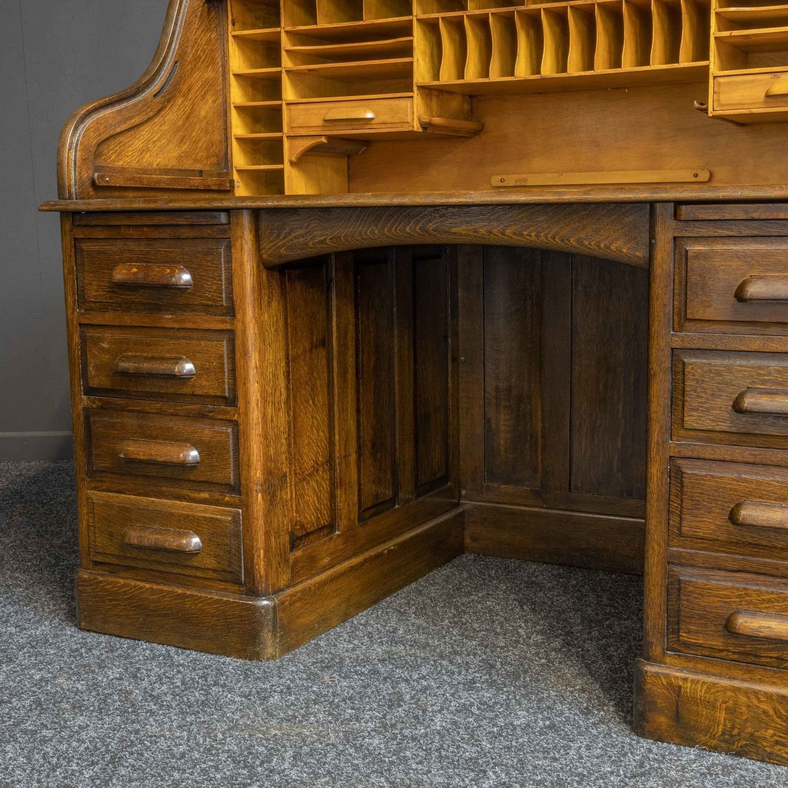 Furniture Edwardian Oak Roll Top Desk photo