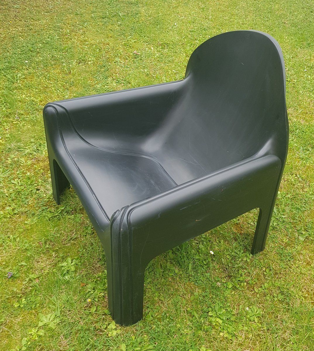 Black Plastic Chair By Gae Aulenti For Kartell, 1970s