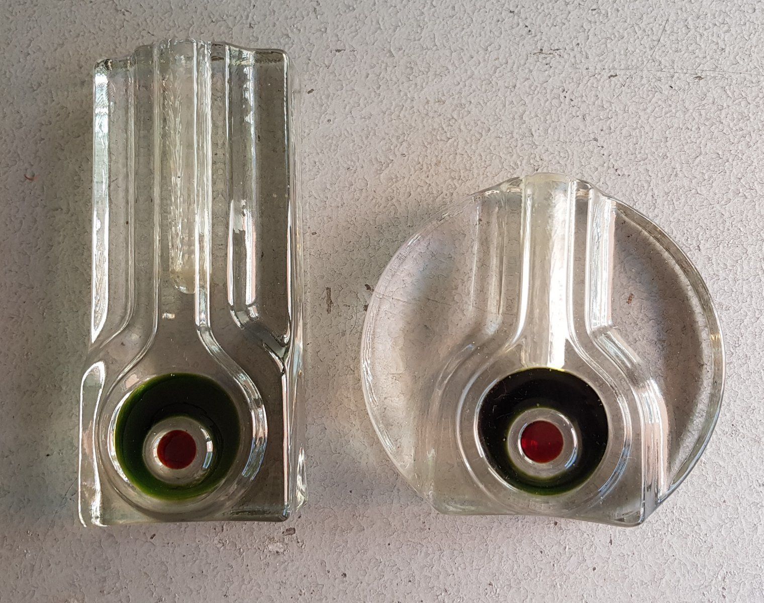 Op Art Glass Vases By H. Düsterhaus For Walther, 1960s, Set Of 2
