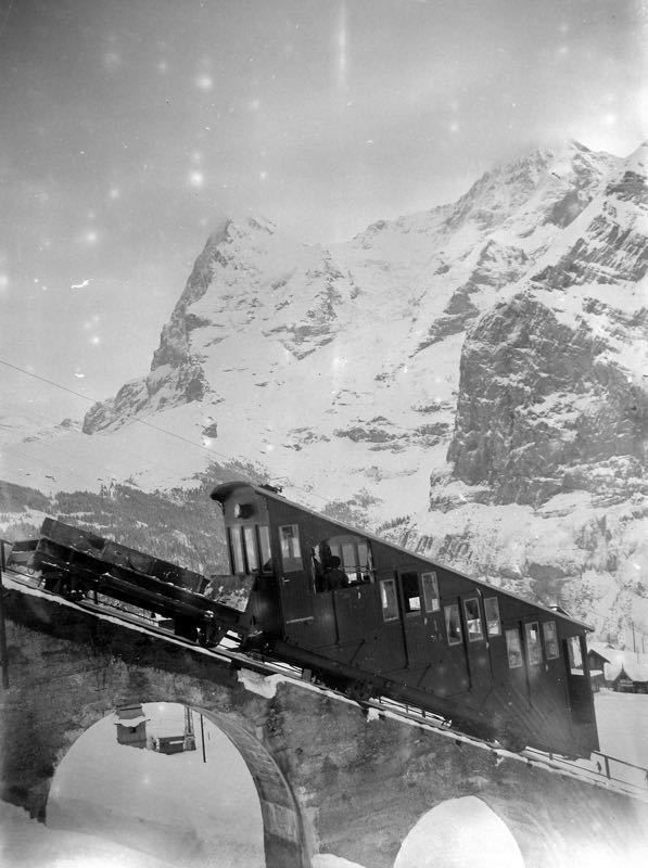 'Murren Railway' 1923 Archival Pigment Print Framed In Black photo furniture