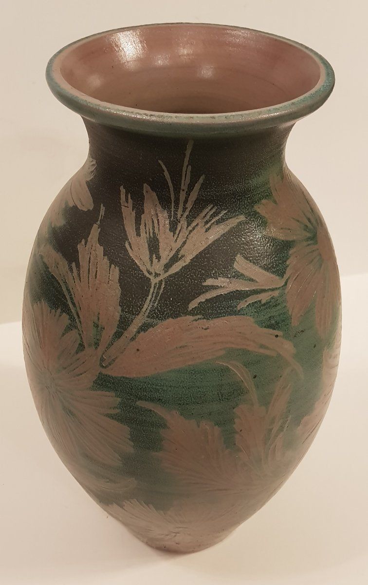 Floral Art Nouveau Earthenware Vase By Remmy Fils Betschdorf Alsace photo 614.64