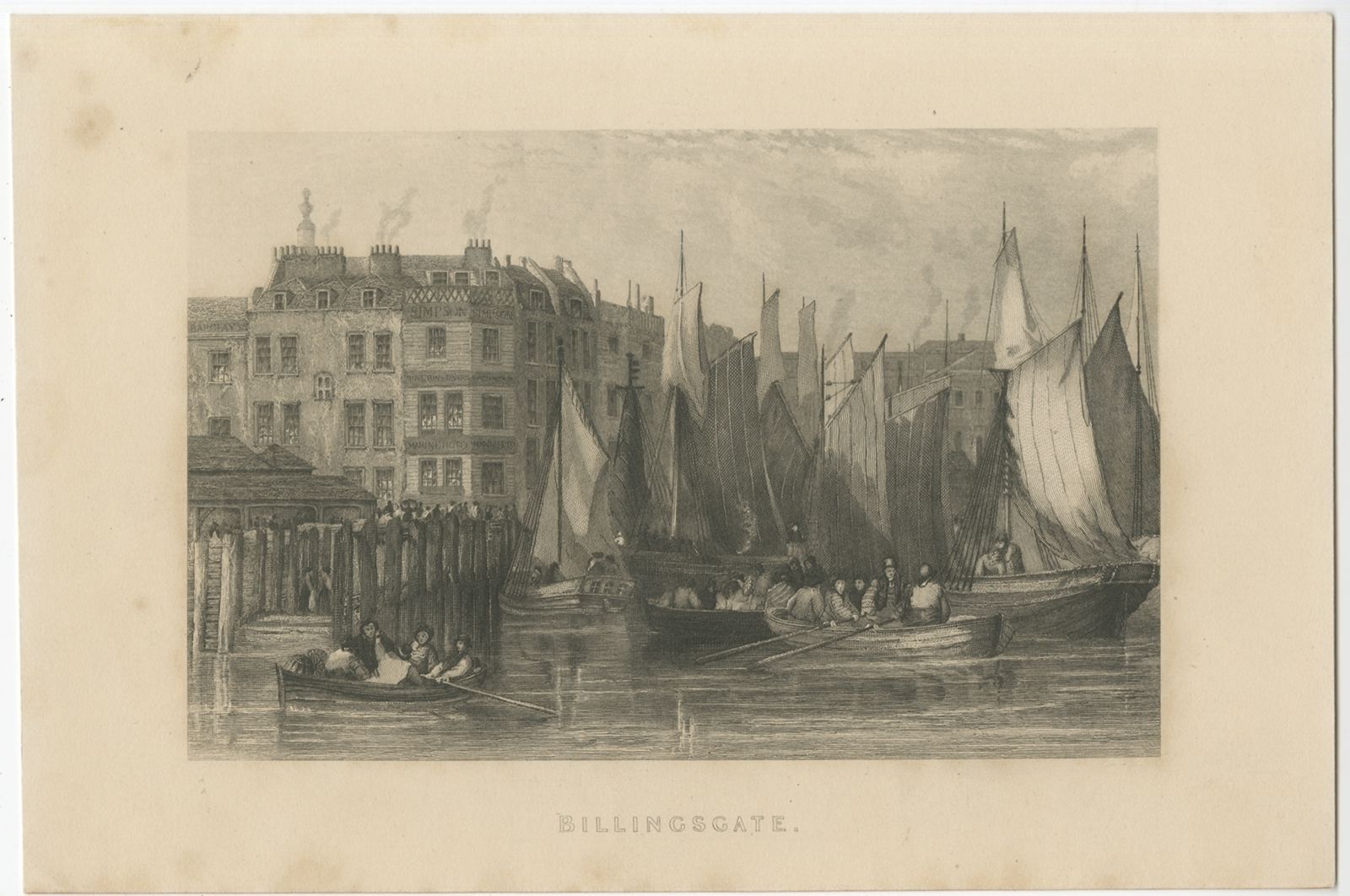 Antique Print Of Billingsgate (C.1840)