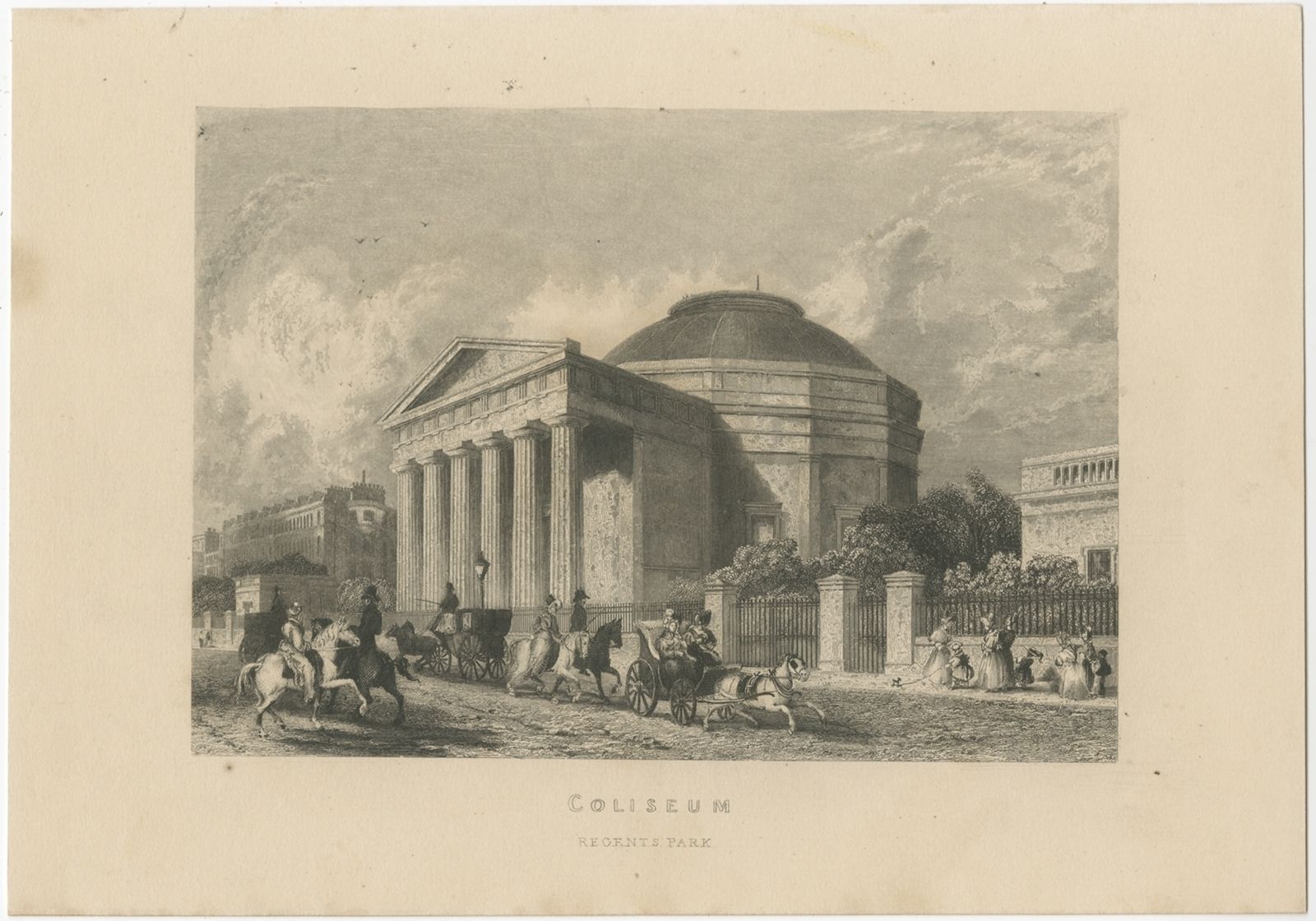 Antique Print Of The London Colosseum (C.1840)
