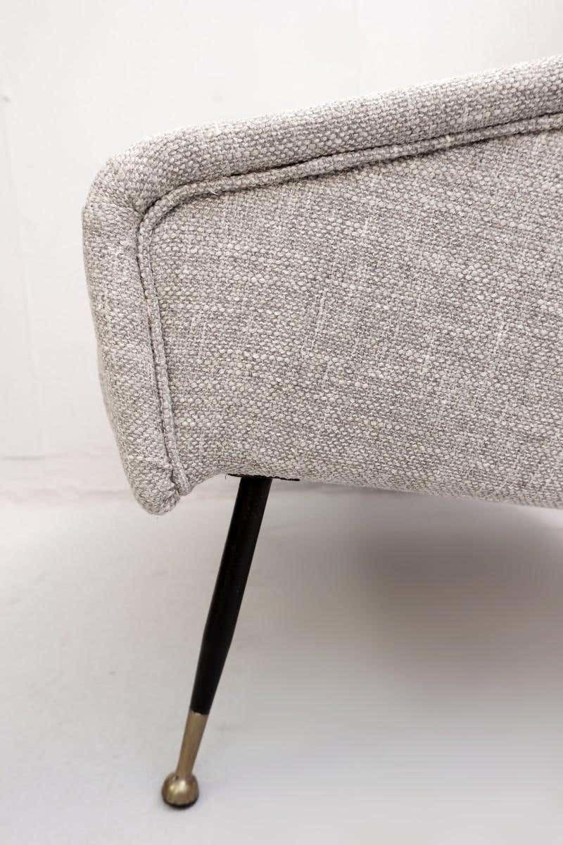 Pair Of Italian Armchairs With High Back With Ears, New Light Gray Marl Upholst photo Furniture