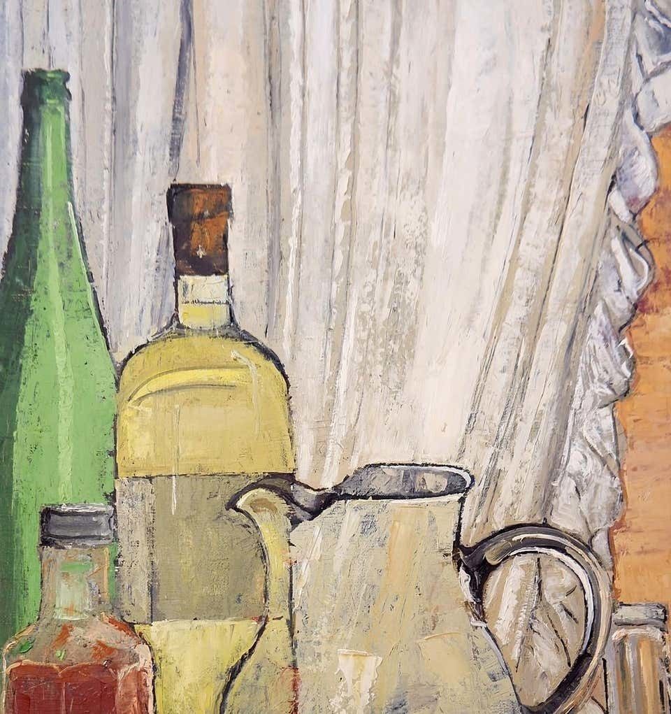 Still Life Painting On Canvas, Victor Petré, Belgium, Circa 1960 photo for sale