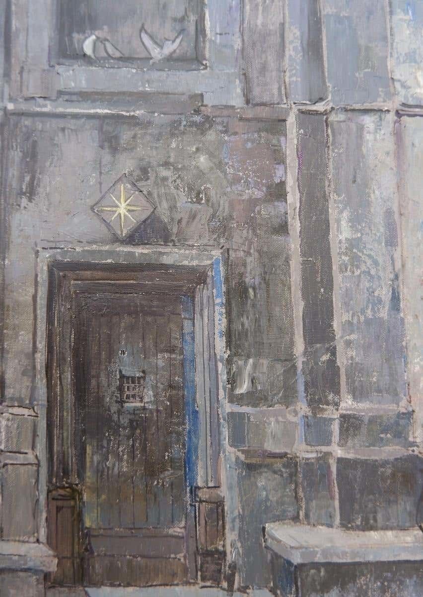 Brussels Street Scene Painting On Canvas, Victor Petré, Belgium, Circa 1960 photo furniture
