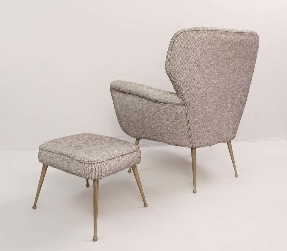 Pair Of Italian Armchairs With Ottomans, New Upholstery photo buy