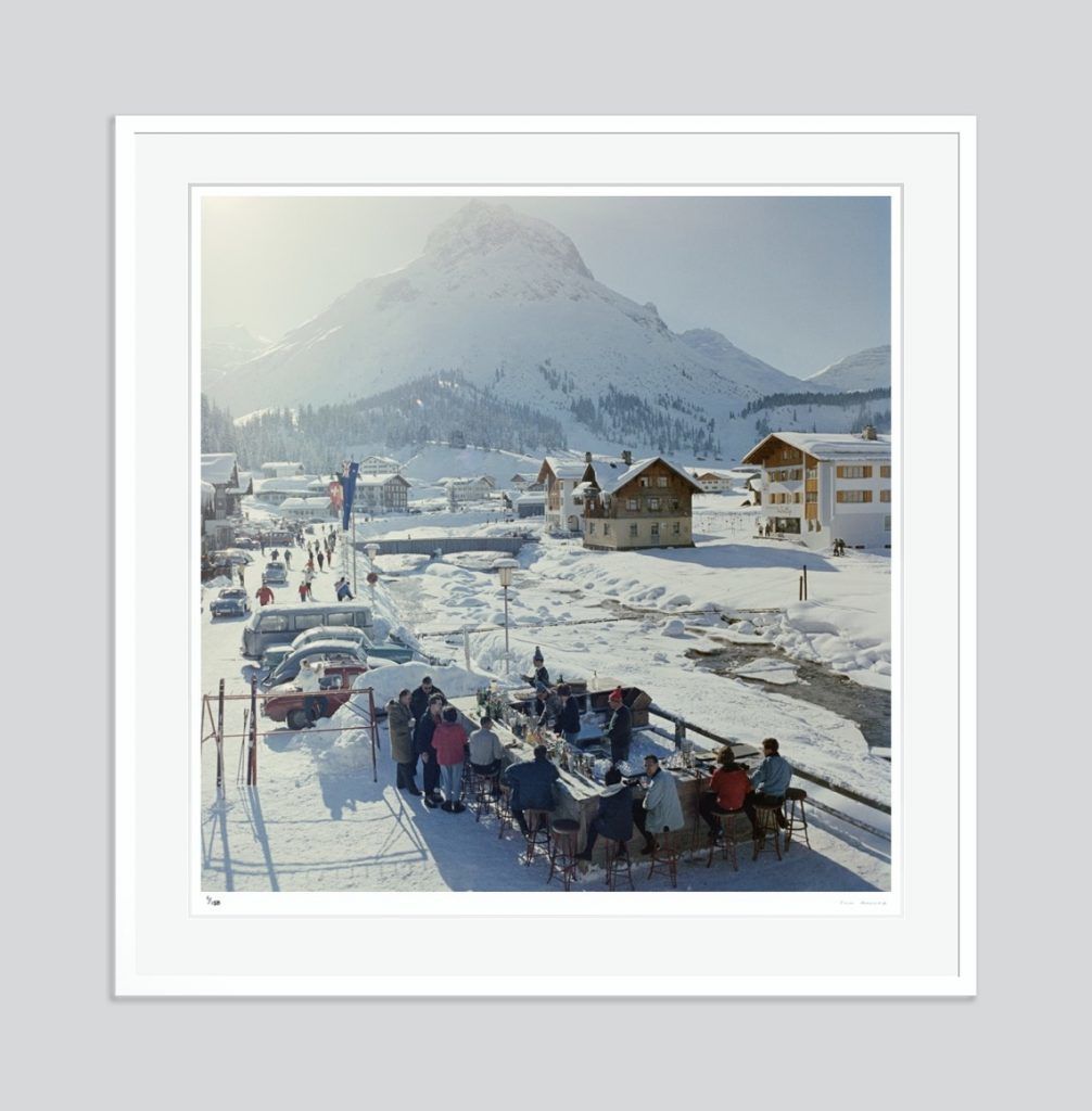 Slim Aarons 'Lech Ice Bar' 1960s Oversize C Type Print Framed In White