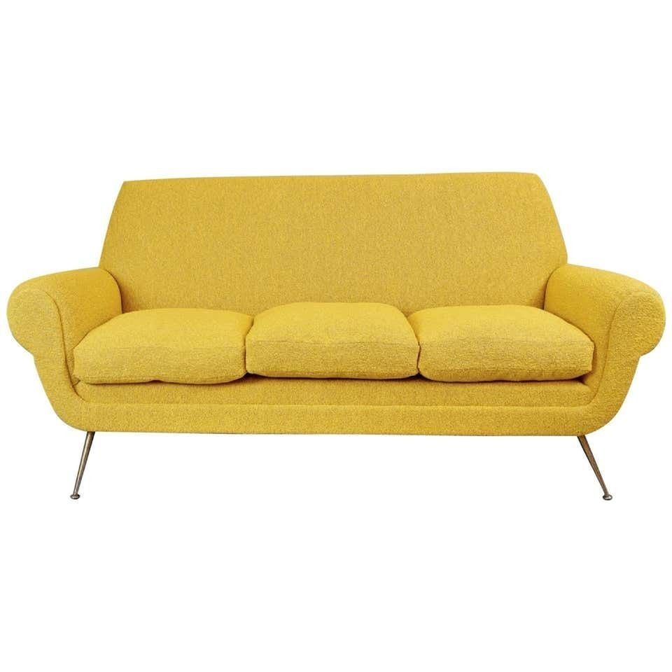 Gigi Radice For Minotti 3 Seat Sofa, 1950s, Curry Color New Upholstery