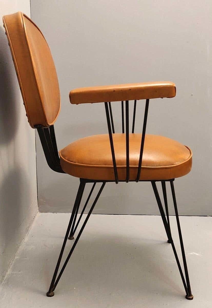 Black Lacquered Metal Structure Armchairs, Italy, 1950s photo 2460.0