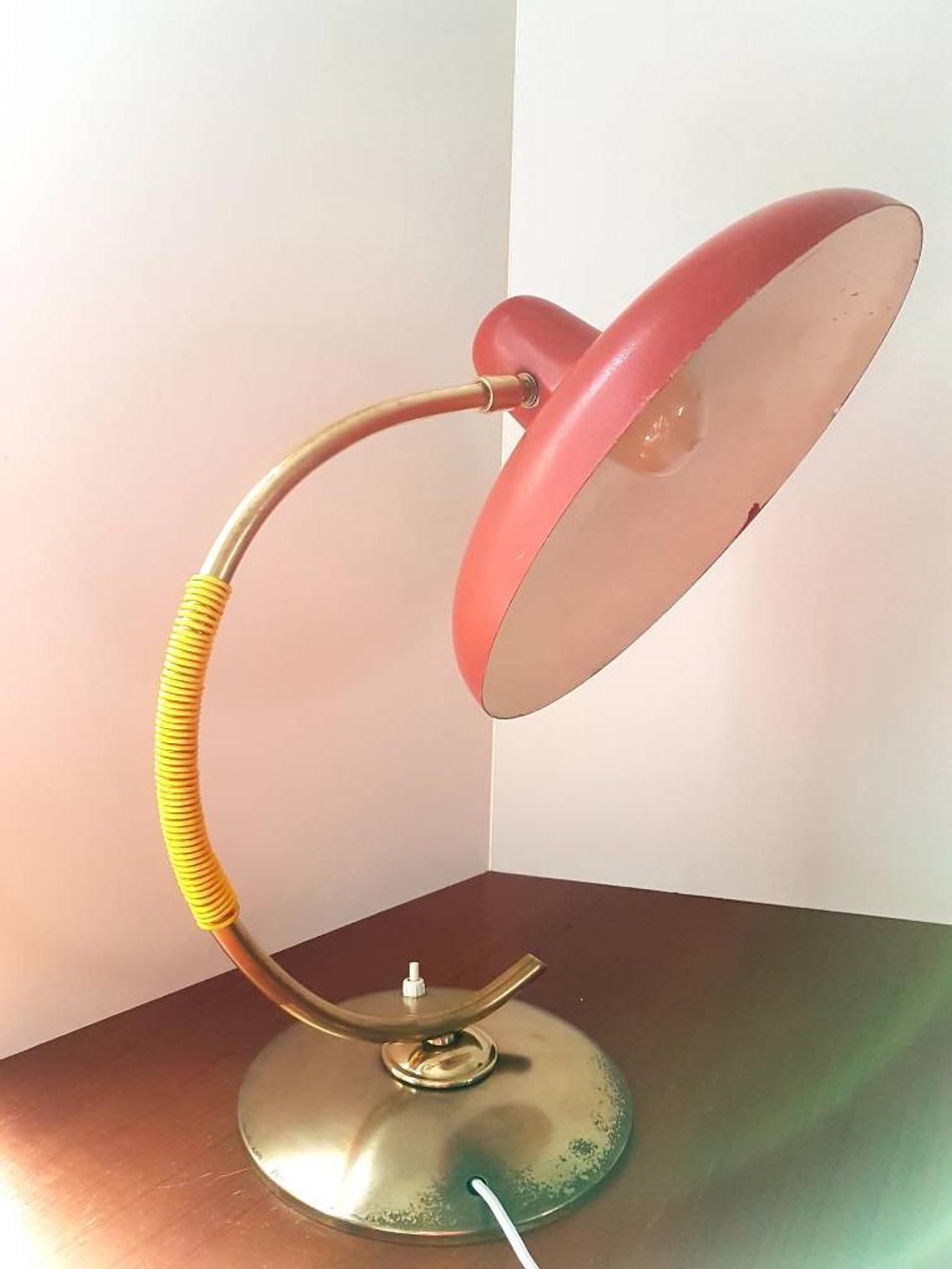 photo for sale Elegant And Large Mid Century Modern Italian Table Desk Lamp, Stilnovo Arteluce Arredoluce Era, 1950s