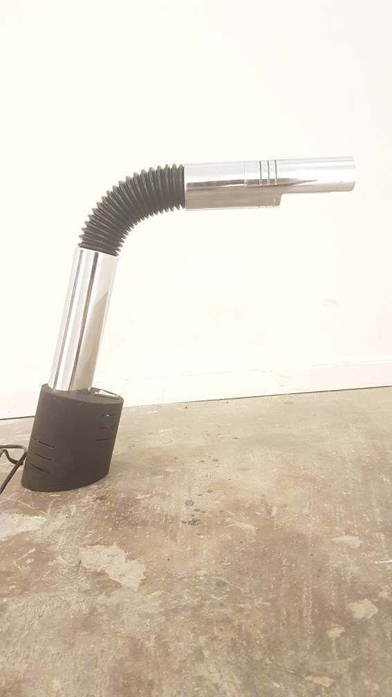 Italian Targetti Sankey 'Elbow' Series Desk Lamp, Chrome And Flexible With Metal Foot, 1970s Space Age Italian Modern photo furniture