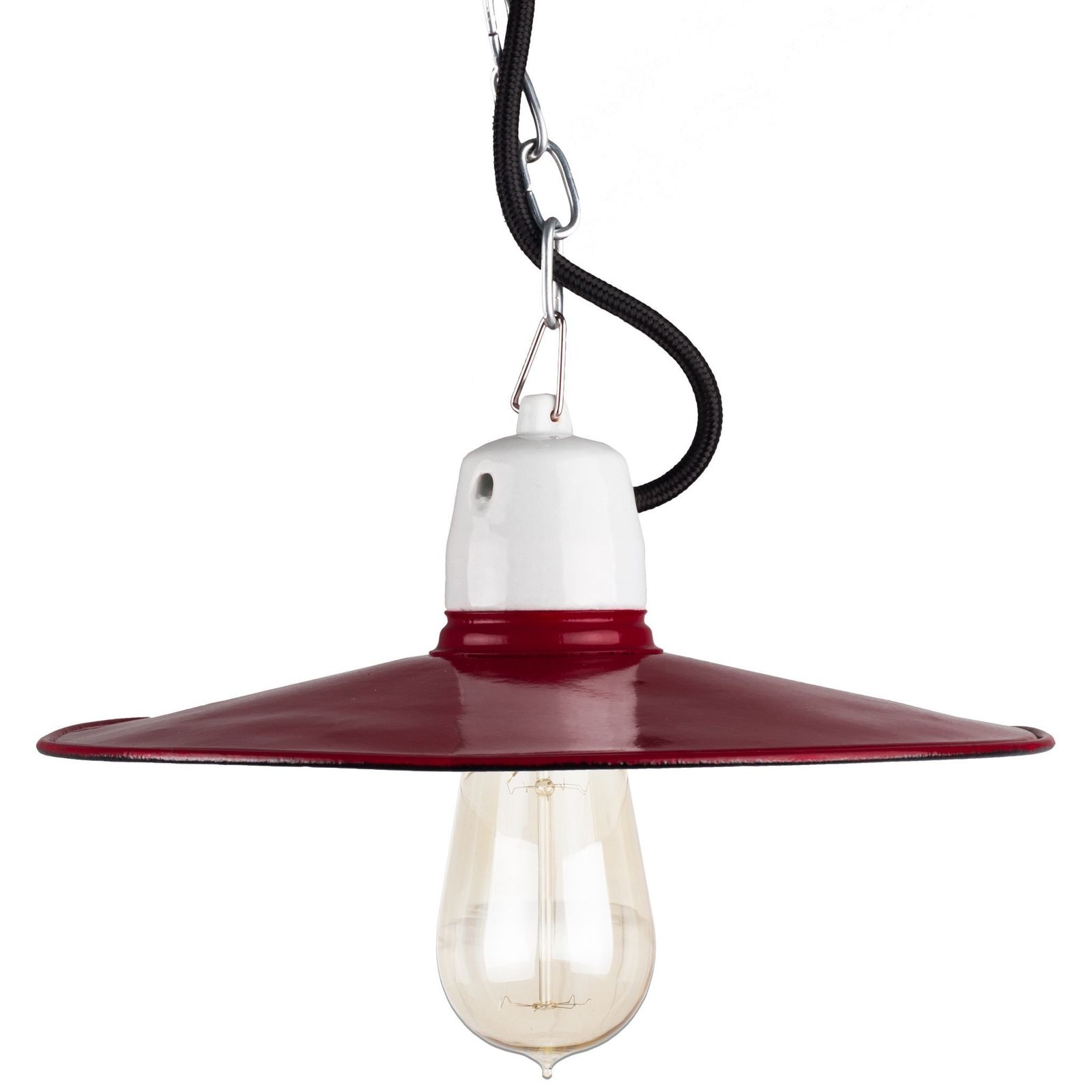 Spodek 03 Red Authentic Industrial Lamp From 60s