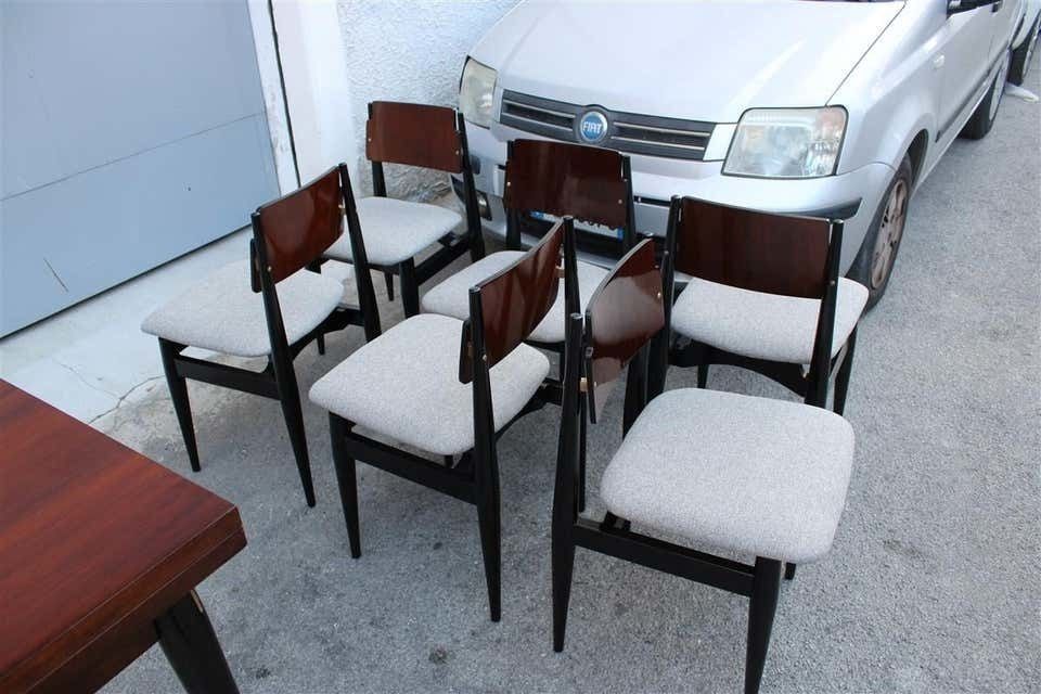 photo furniture Mid Century Dining Room Sets Teak Wood Brass Italian Design Extendable Table