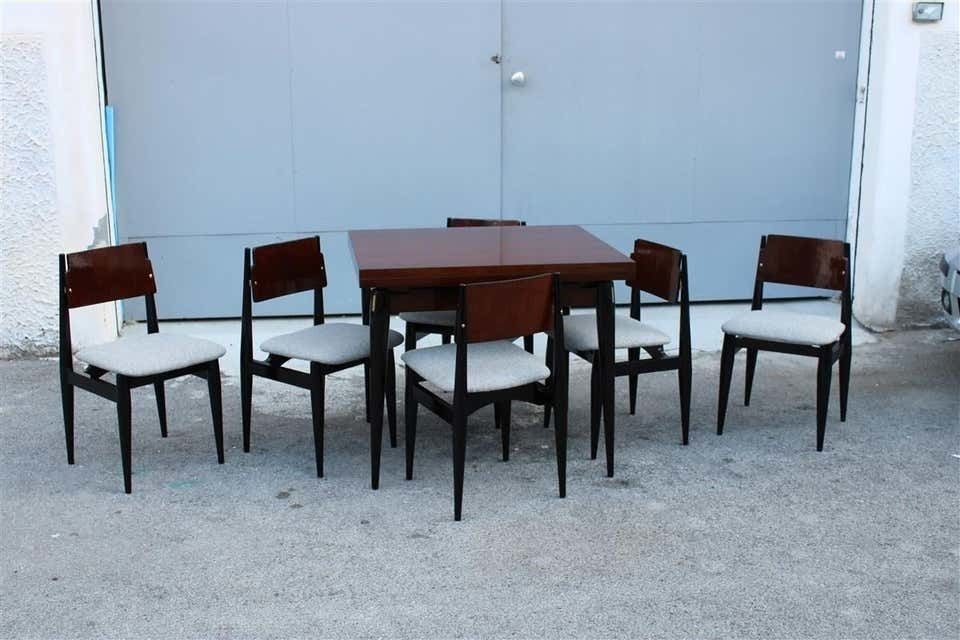 Furniture Mid Century Dining Room Sets Teak Wood Brass Italian Design Extendable Table photo