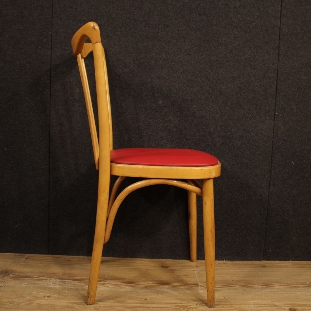 Italian Design Chairs In Exotic Wood And Faux Leather From 60s photo vinterior