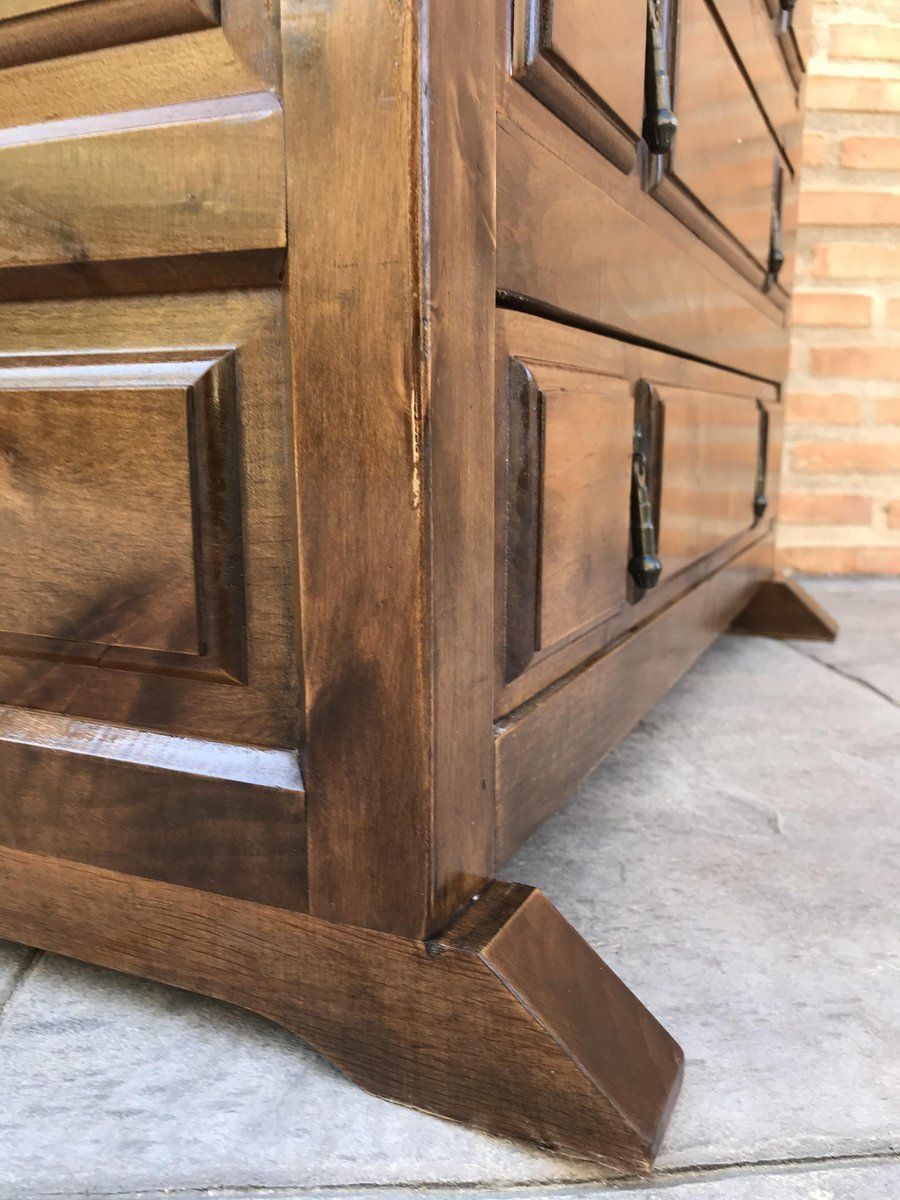 photo furniture Spanish Catalan Carved Walnut Chest Of Drawers, Highboy Or Console, 1920s