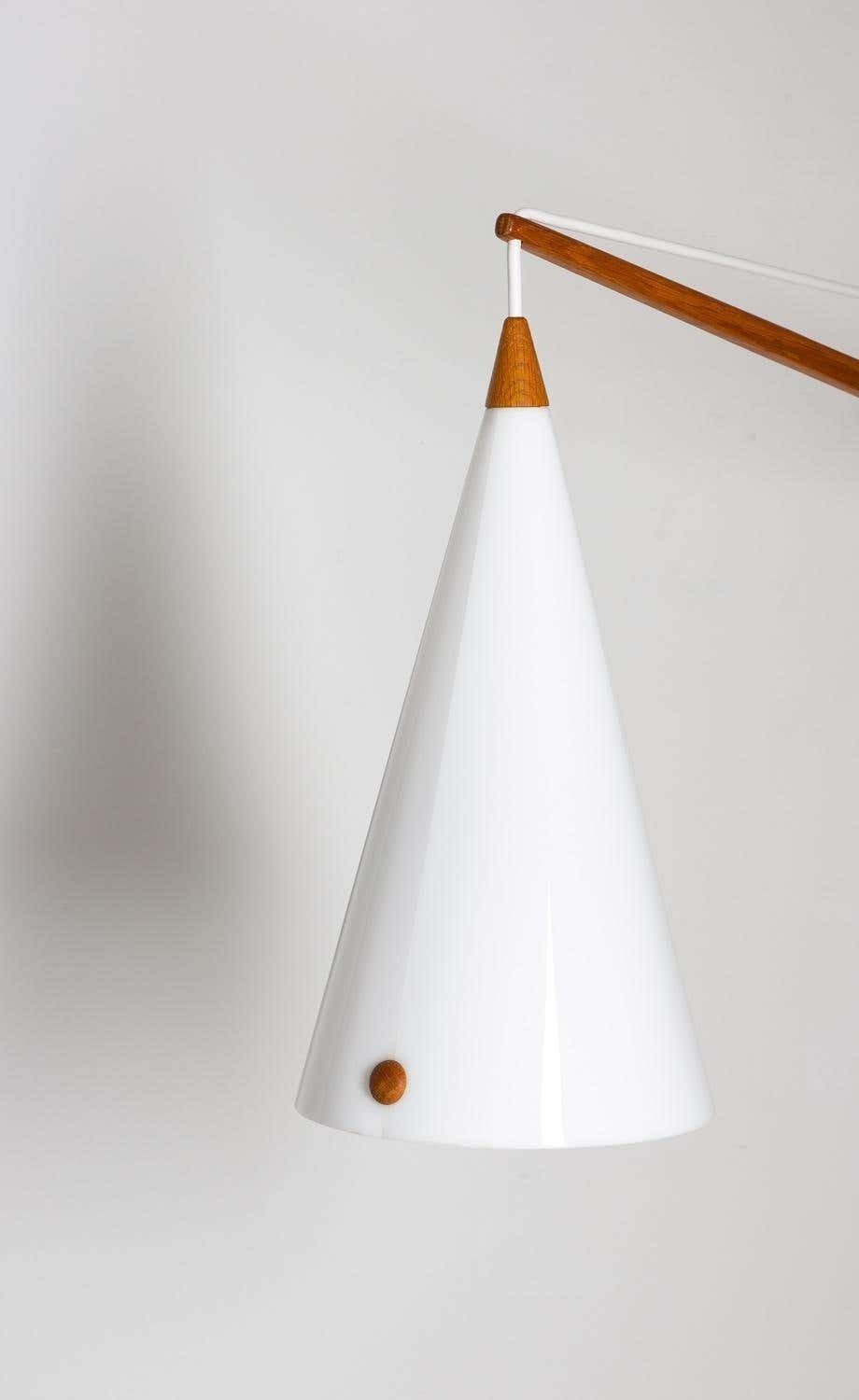 Swedish Midcentury Swiveling Wall Lamp In Acrylic And Teak By Luxus photo 1764.0