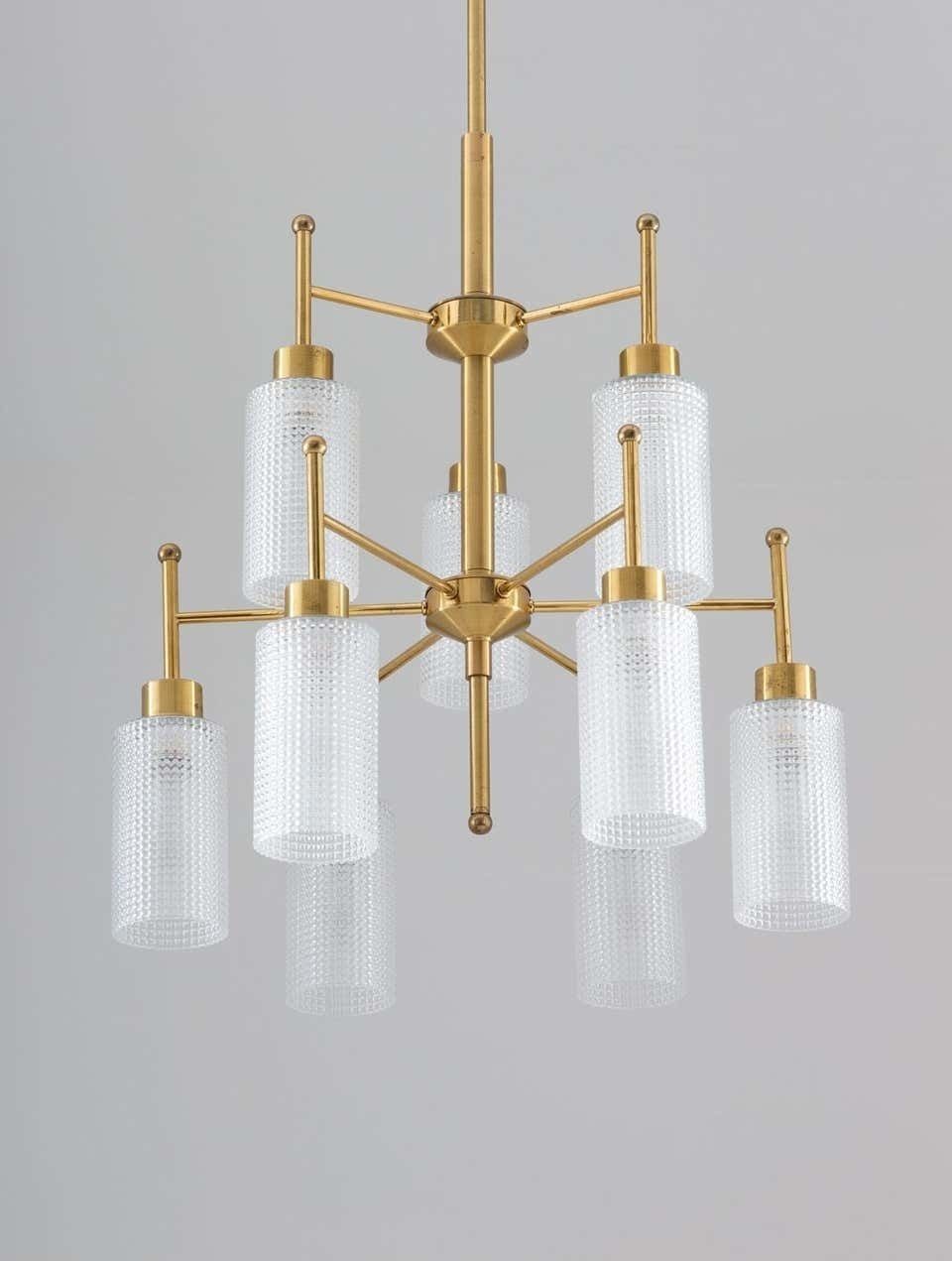 Swedish Chandeliers In Brass And Glass By Holger Johansson photo Lighting