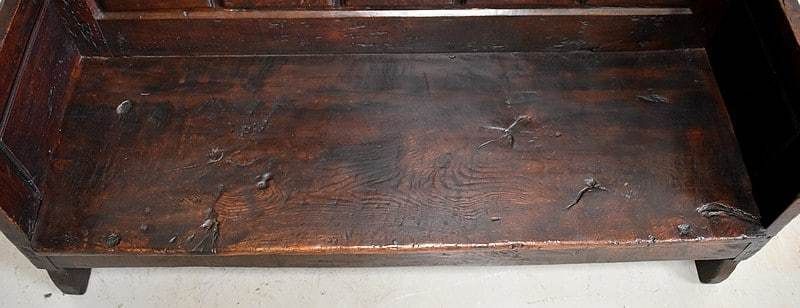 3760.53 Large Oak Bench With High Backsplash   17th Century photo