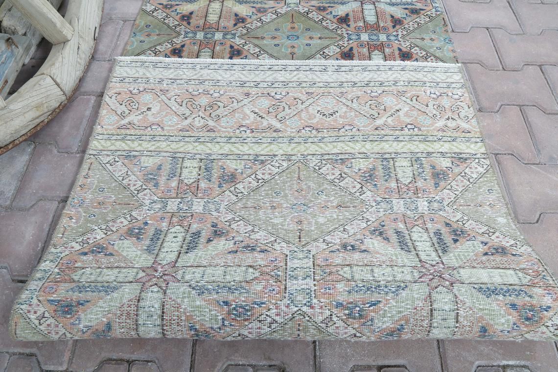 photo for sale 85x290 Cm Hallway Turkish Runner, Geometric, Vintage Runner, Wool, Handmade, Oushak Runner, Bohemian Runner, Long Runner, Pastel Soft