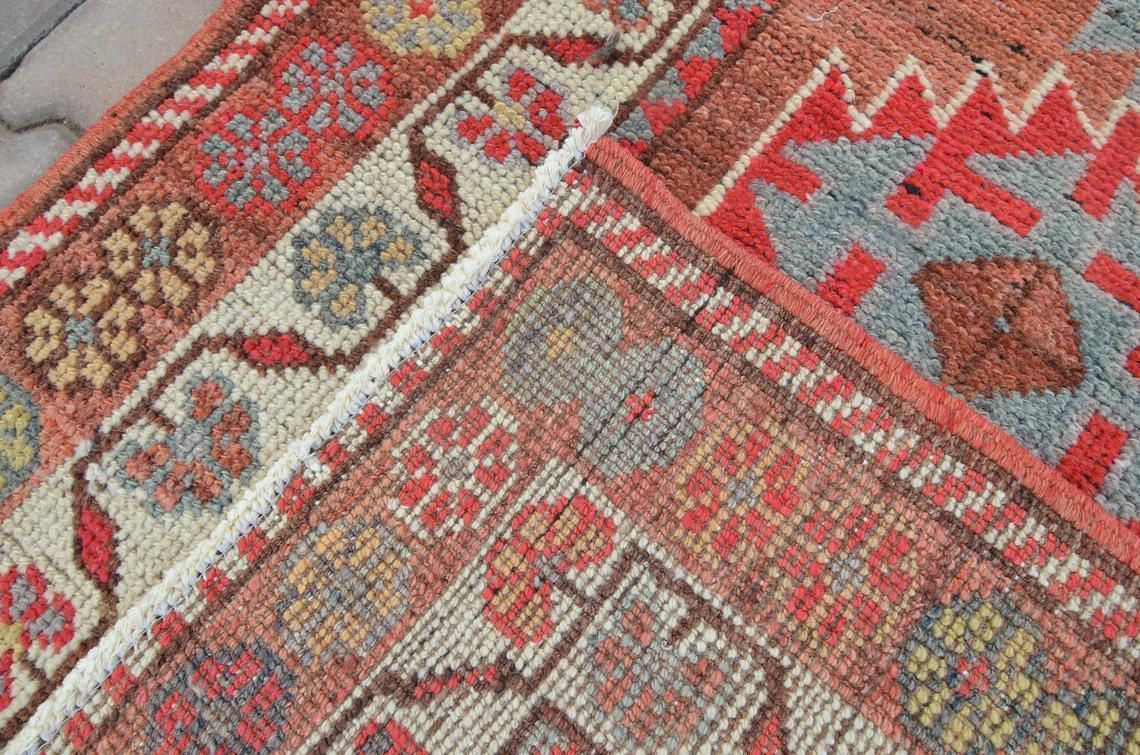 84x372 Cm Geometric Runner, Herki Runner, Vintage Runner, Turkish Runner, Oushak Runner, Handmade, Wool Runner, Bohemian Runner, Shabby Chic photo vintage