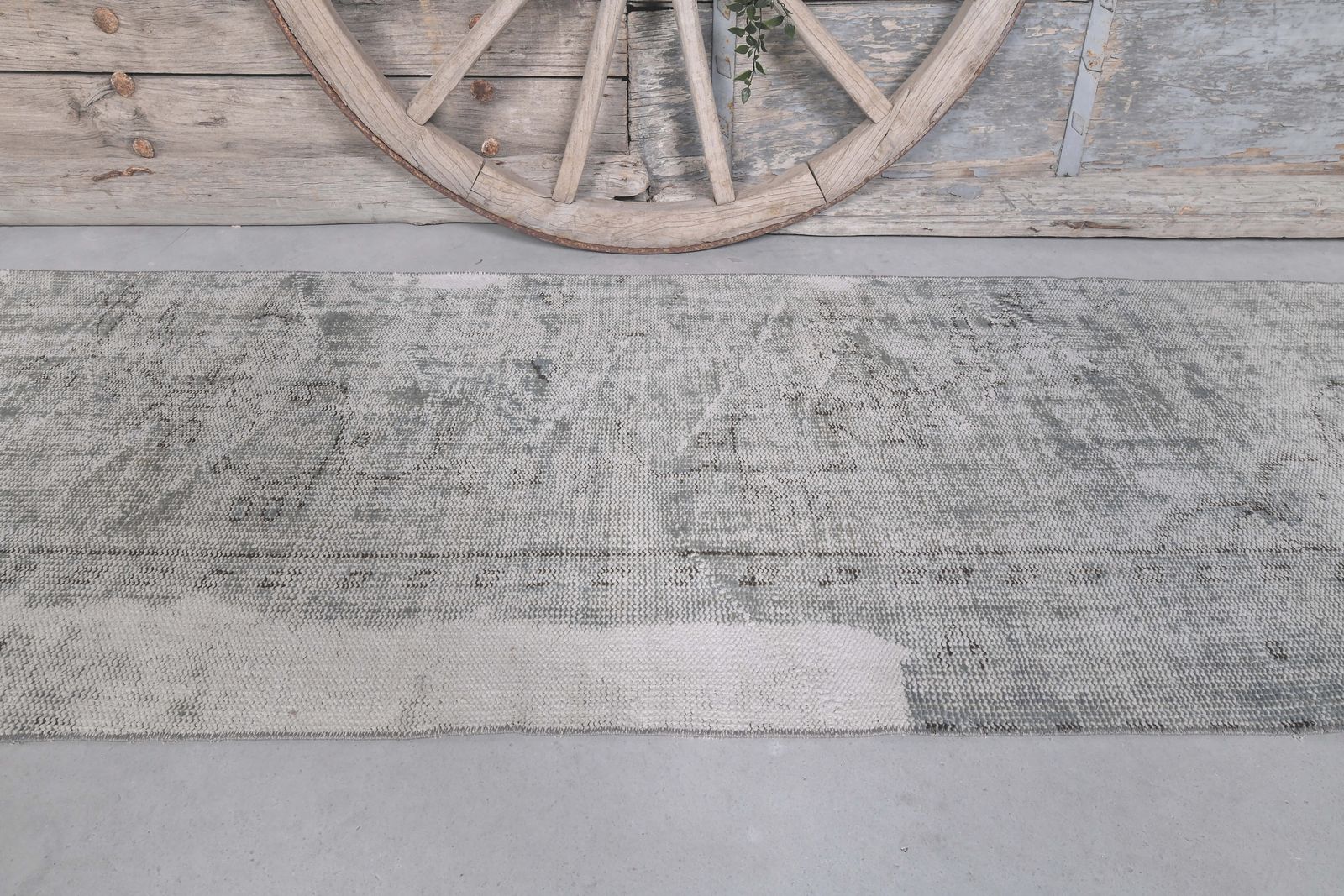 87x287 Cm Turkish Runner, Faded Brown Beige Teal, Turkish Vintage Rug, Oushak Rug, Floral Rug, Runner Rug, Wool Rug, Rug Runner, Distressed 2.9x9.4 Ft photo Textiles