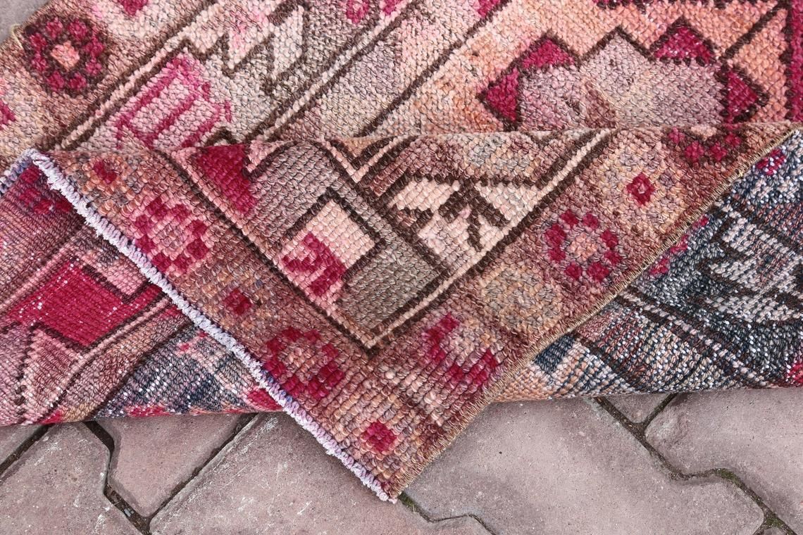 photo for sale 78x367 Cm Vintage, Runner Rug, Turkish Runner, Vintage Runner, Shabby Chic, Rug Runner, Orange, Pink, Peach, Home Decor, Runners, Unique Rug