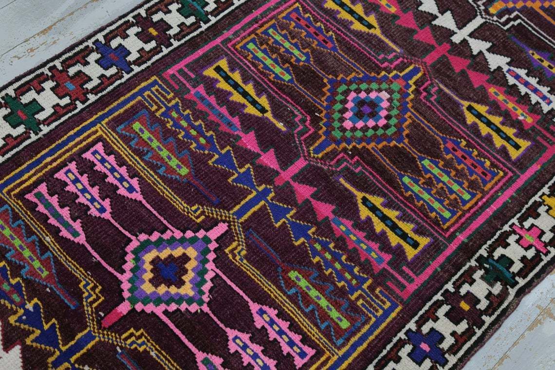 91x327 Cm Turkish Runner, Herki, Runner Rug, Flatweave Rug, Rugs Runner, Turkey Rug, Vintage Rug, Bohemian, Home Decor, Wool Rug, Purple, Pink photo furniture