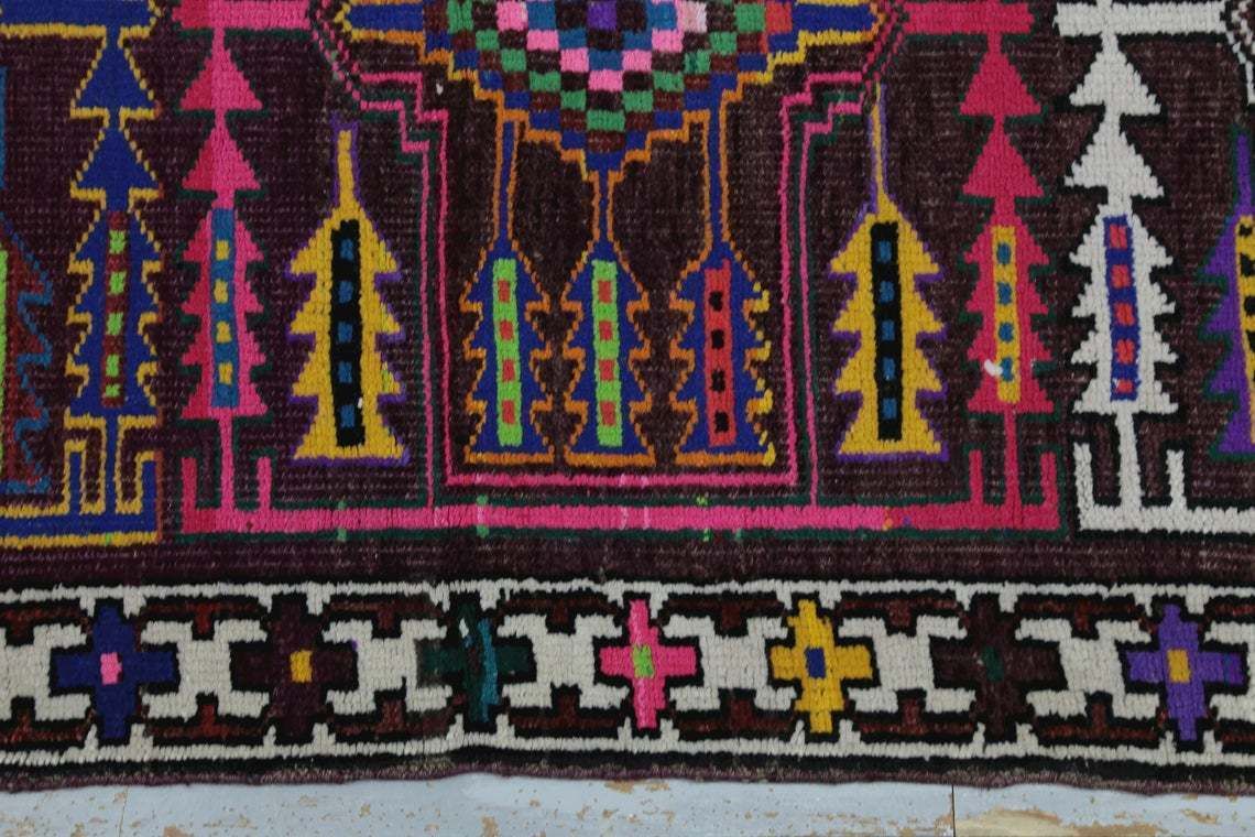 91x327 Cm Turkish Runner, Herki, Runner Rug, Flatweave Rug, Rugs Runner, Turkey Rug, Vintage Rug, Bohemian, Home Decor, Wool Rug, Purple, Pink photo vinterior