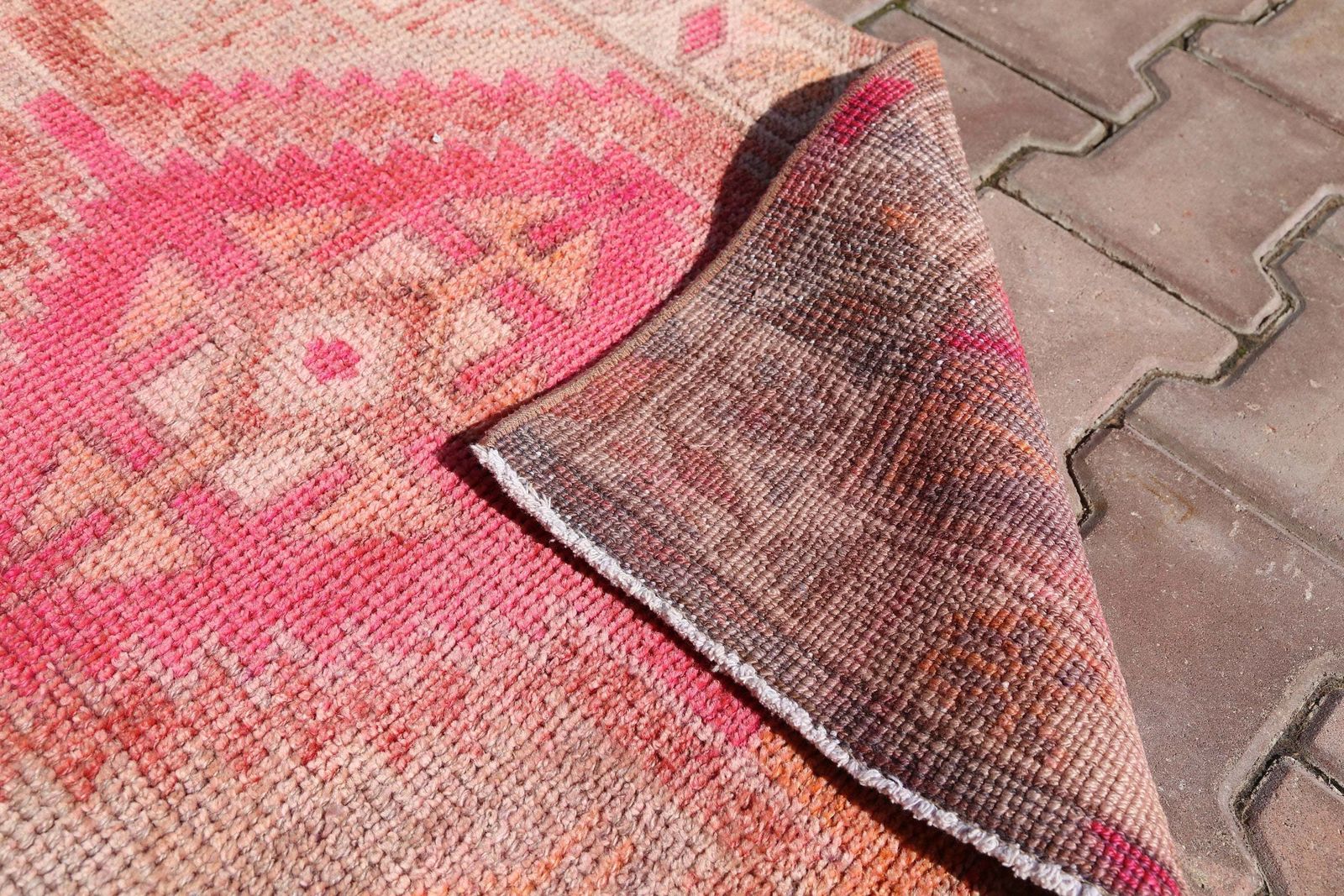 photo for sale 79x408 Cm Pink, Turkish Runner, Vintage Runner, Shabby Chic, Hallway Runner, Runner Rug, Geometric Runner, Oushak Runner, Oushak Runner, Rug