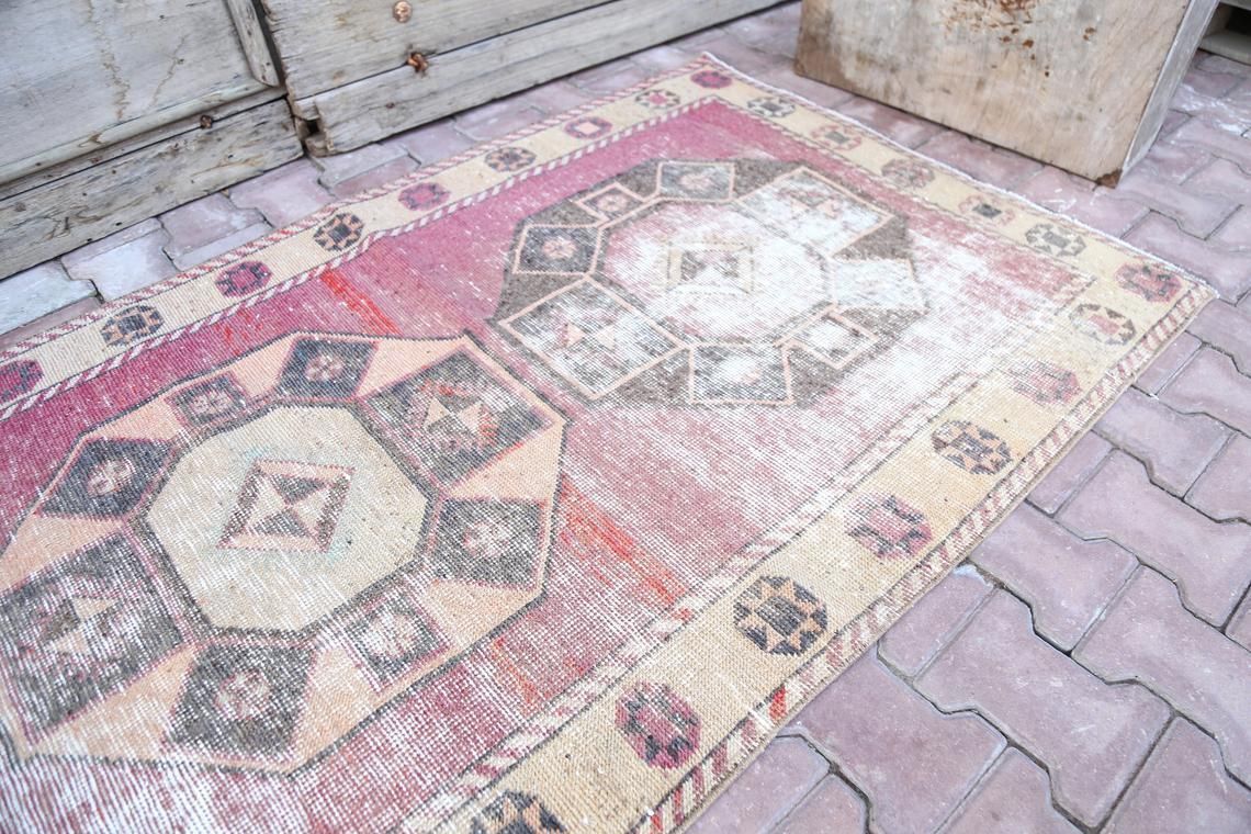 110x381 Cm Lavender, Turkish Runner Rug, Turkish Rug, Vintage Oushak Rug, Runner Rug, Home Decor, Carpet, Rug Runner, Bohemian Rug Purple photo vintage