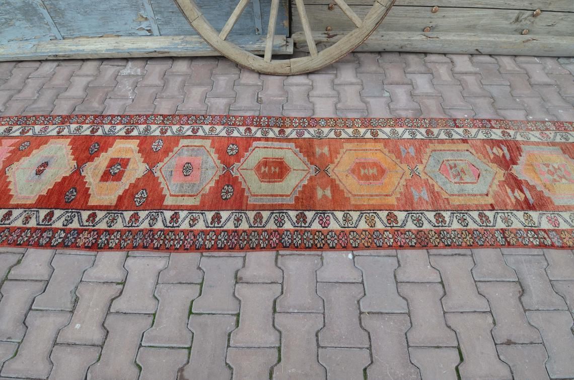 74x401 Cm Red Runner, Turkish Runner, Hallway Runner, Oushak Runner, Handmade, Wool Runner, Home Decor, Red Carpet, Vintage Runner, Red Rug photo 457.0