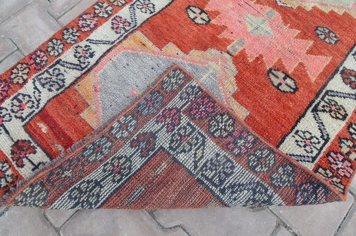 74x401 Cm Red Runner, Turkish Runner, Hallway Runner, Oushak Runner, Handmade, Wool Runner, Home Decor, Red Carpet, Vintage Runner, Red Rug photo vintage