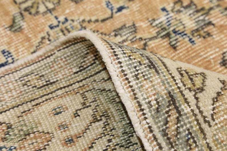 photo for sale Wide Runner, Turkish Runner, Hand Knotted, Floral Runner, Turkey Rug, Hallway Runner, Home Decor, Rugs, Faded Orange, Beige Floral
