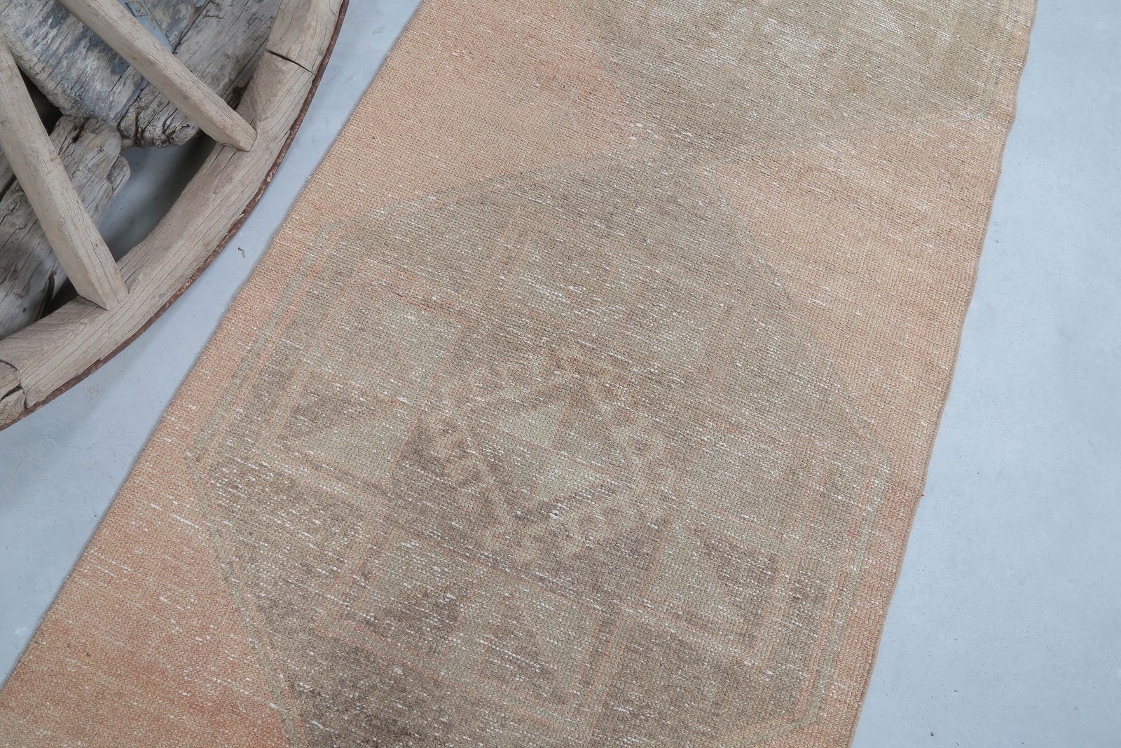 96x336 Cm Turkish Runner, Oushak Runner, Vintage Runner, Wool Handmade Rug, Turkey, Hallway Runner, Home Decor, Faded Peach Beige Neutral photo buy