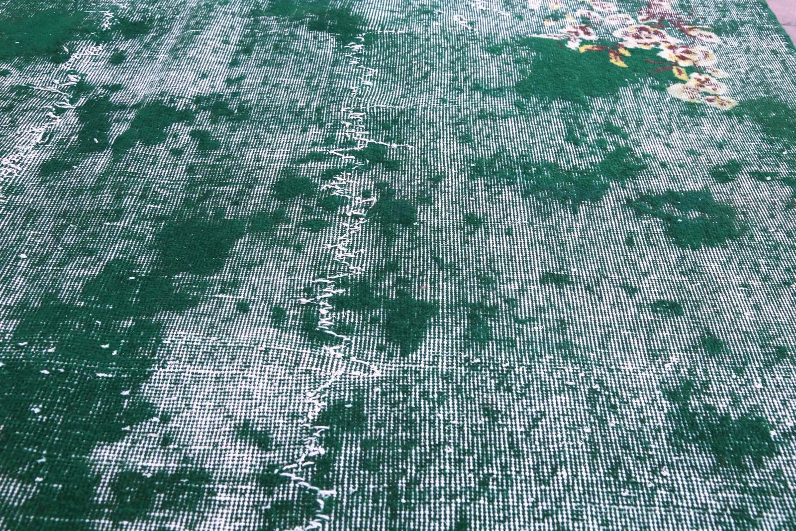 208x338 Cm Turkish Rug, Distressed, Oushak, Green, Area Rug, Wool Rug, Oriental Rug, Home Decor, Turkey Rug, Green Rug, Floral photo Textiles