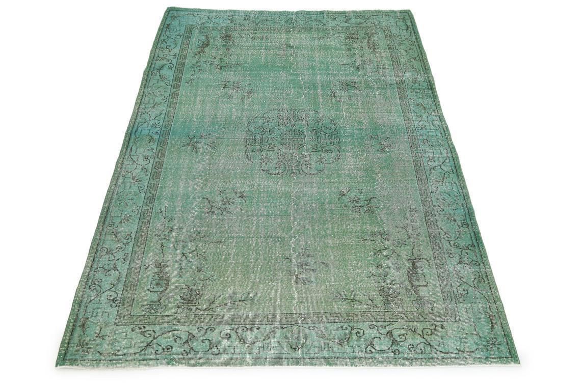 7x10.2, Teal Turkish Rug, Wool Rug, Vintage Rug, Home Decor, Area Rug, Distressed Rug, Bohemian Rug, Oushak Rug, Teal Decor, Turquoise
