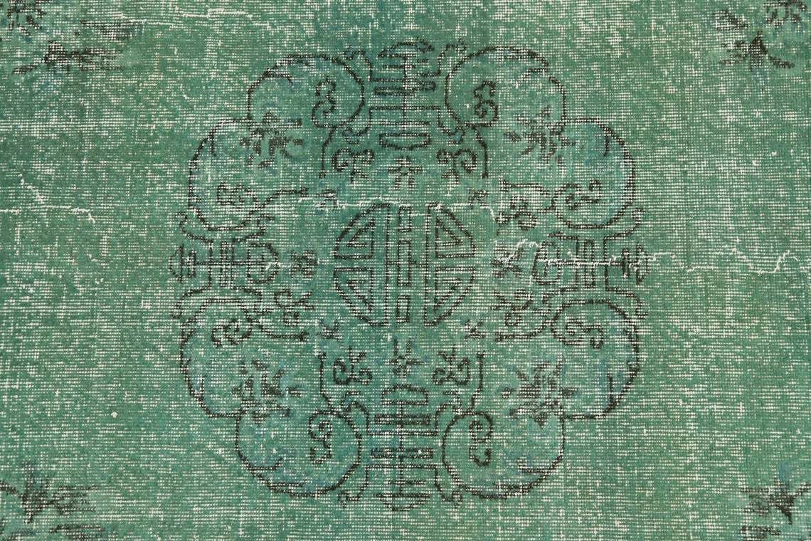 7x10.2, Teal Turkish Rug, Wool Rug, Vintage Rug, Home Decor, Area Rug, Distressed Rug, Bohemian Rug, Oushak Rug, Teal Decor, Turquoise photo vintage