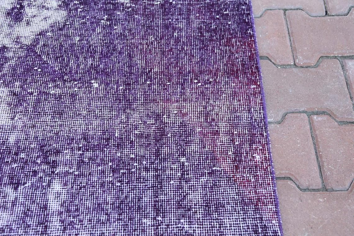 7.1x10.6, Faded Purple White Turkish Rug, Distressed Area Oushak Rug, Wool Rug, Room Decor, Modern Rug, Living Room Rug, Turkey Rug photo buy