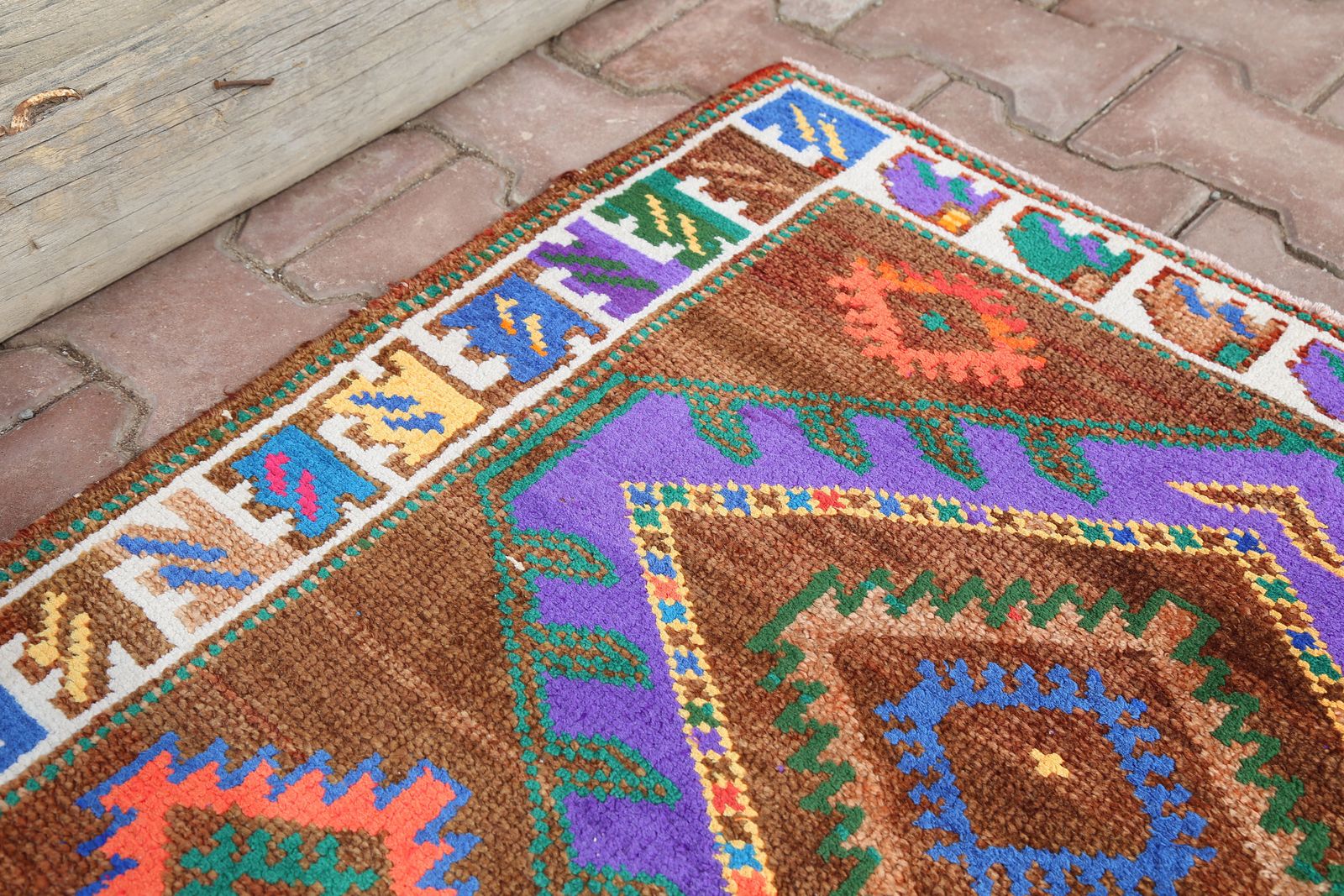 94x535 Cm Turkish Runner, Vintage Runner, Geometric Runner, Hallway Runner, Runner Rug, Bohemian Runner, Wool, Handwoven, Long, Pink, Purple photo vinterior