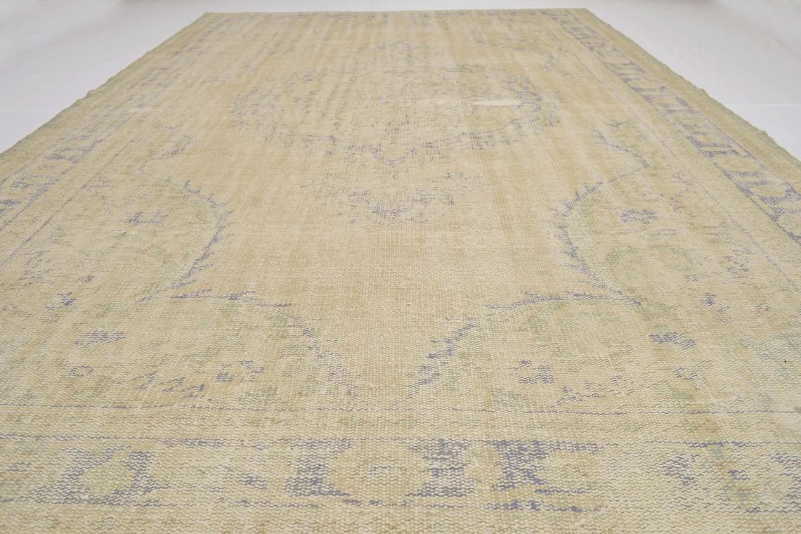 6.7x10.3 Ft, Faded, Turkish Rug, Vintage Rug, Oushak Rug, Area Rug, Wool Rug, Room Decor, Living Room Rug, Farmhouse Decor, Handmade, Beige photo furniture