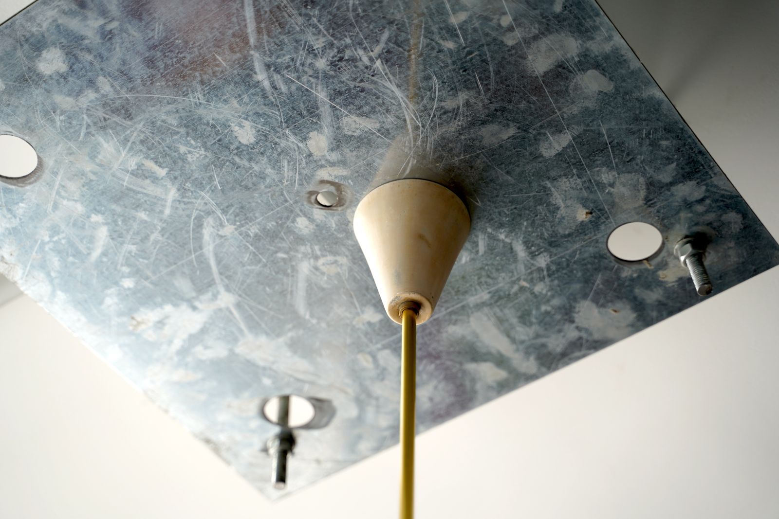 Midcentury Italian Brass And Lacquered Aluminium Ceiling Lamp From Stilnovo, 1950s photo 4011.2